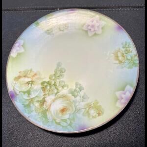 Steinmann Silesien Bavaria Vintage 1932-1938 Hand Painted Roses Grapes Plate 6.5